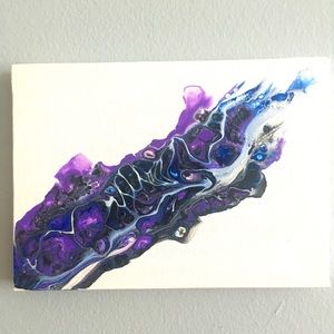 Original acrylic abstract fluid art painting on a stretched canvas. Size 5”x7”